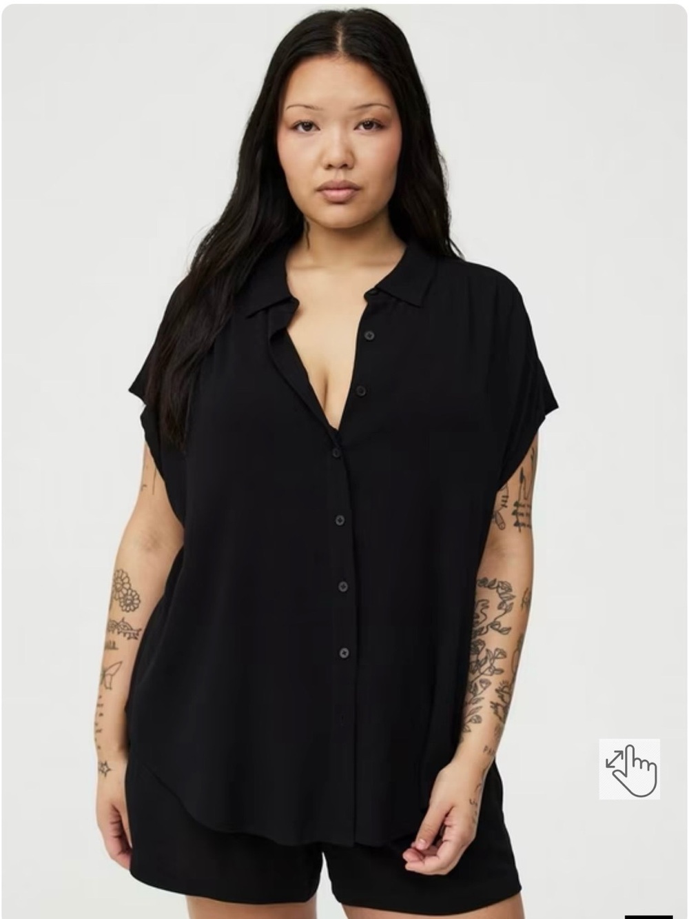 torrid NWT Challis Dolman Black Short-Sleeve Button-Front Blouse